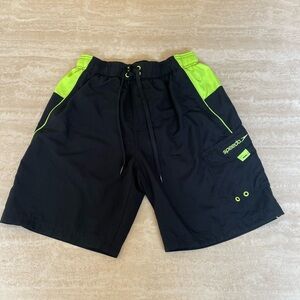 Speedo Swim Trunks Men’s Black & Neon Green - Size M